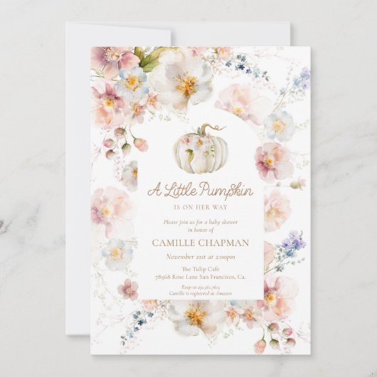 Een kleine pompoen bloemenmeisje Baby shower Kaart (Voorkant)