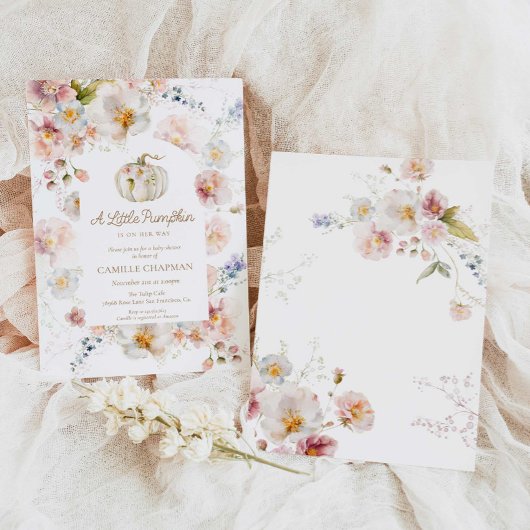 Een kleine pompoen bloemenmeisje Baby shower Kaart