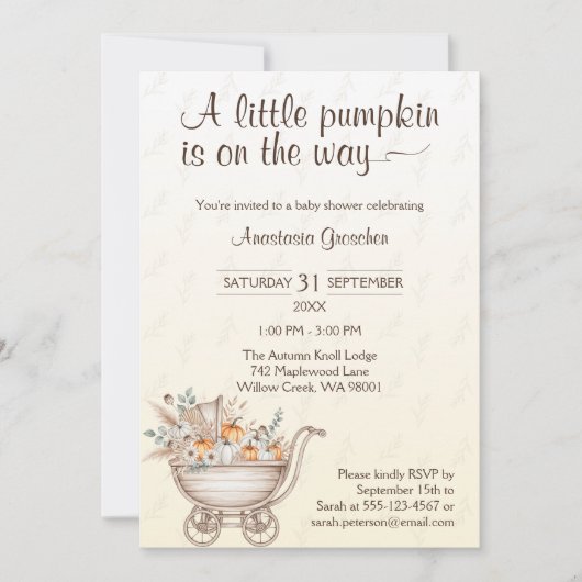 Een kleine pompoen boho Baby shower uitnodiging (Voorkant)