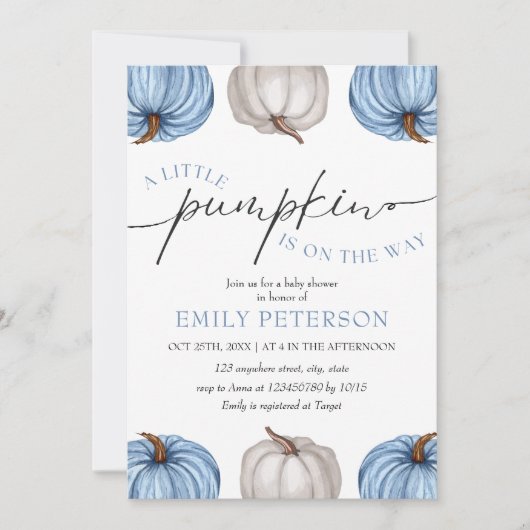 Een kleine pompoen | Boy Herfst Baby shower Kaart (Voorkant)