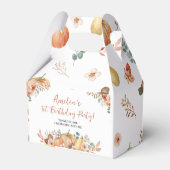 Een kleine pompoen eerste verjaardag gunstbox bedankdoosjes (Achterkant)