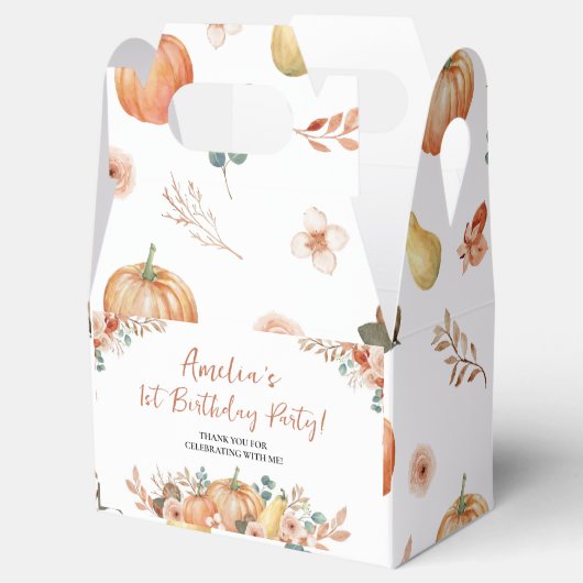 Een kleine pompoen eerste verjaardag gunstbox bedankdoosjes (Geopend)