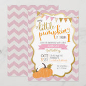 Een kleine pompoen eerste verjaardag uitnodiging (Voorkant / Achterkant)