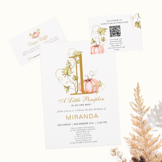 Een kleine pompoen Eerste verjaardag van Kaart