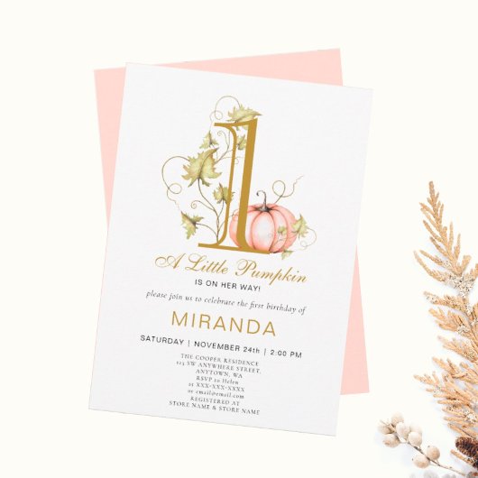 Een kleine pompoen Eerste verjaardag van Kaart