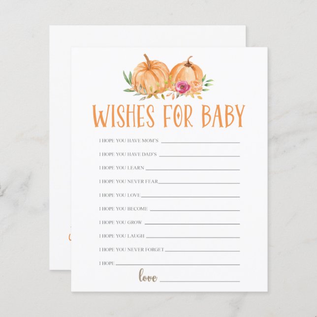 Een kleine pompoen Floral Waterverf wil Baby (Voorkant / Achterkant)