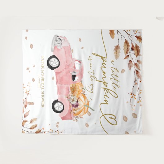 Een kleine pompoen Herfst Baby shower achtergrond Wandkleed (Voorkant (horizontaal))