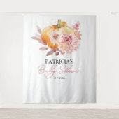 Een kleine pompoen Herfst Baby shower achtergrond Wandkleed (Voorkant)