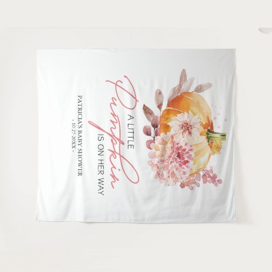 Een kleine pompoen Herfst Baby shower achtergrond Wandkleed (Voorkant (horizontaal))
