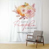 Een kleine pompoen Herfst Baby shower achtergrond Wandkleed (In situ)