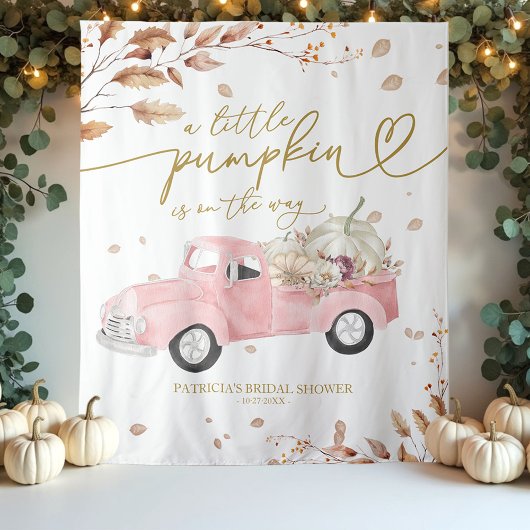 Een kleine pompoen Herfst Baby shower achtergrond Wandkleed