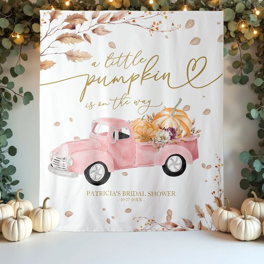 Een kleine pompoen Herfst Baby shower achtergrond Wandkleed