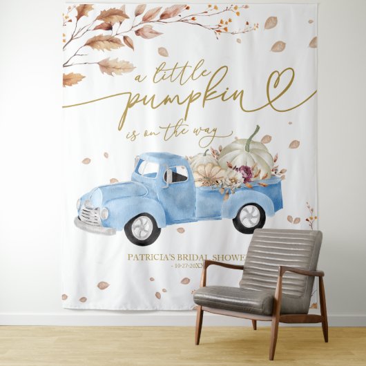 Een kleine pompoen Herfst Baby shower achtergrond Wandkleed (In situ)