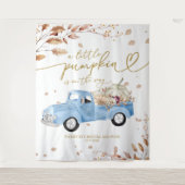 Een kleine pompoen Herfst Baby shower achtergrond Wandkleed (Voorkant)