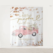 Een kleine pompoen Herfst Baby shower achtergrond Wandkleed (Voorkant)