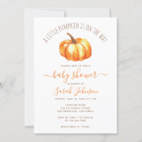 Een Kleine Pompoen Herfst Baby Shower Aquarel