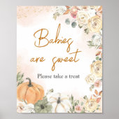 Een kleine pompoen Herfst Baby shower Baby's zijn  Poster (Voorkant)
