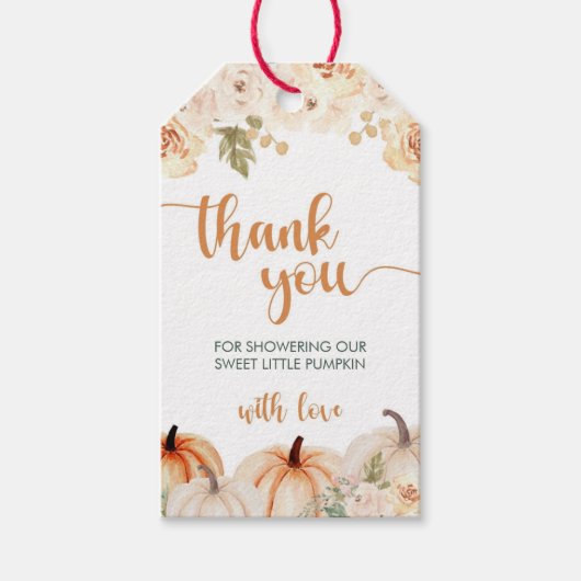 Een Kleine Pompoen Herfst Baby Shower Cadeaulabel (Voorkant)