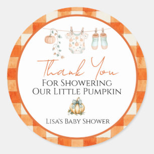Een Kleine Pompoen Herfst Baby Shower Favor Tag Ronde Sticker