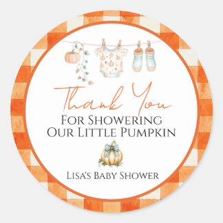 Een Kleine Pompoen Herfst Baby Shower Favor Tag Ronde Sticker