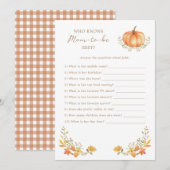 Een kleine pompoen Herfst | Baby shower Game Kaart (Voorkant / Achterkant)