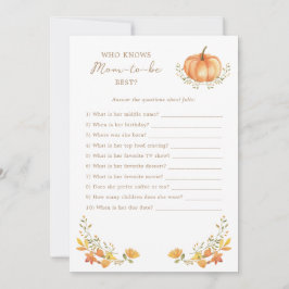 Een kleine pompoen Herfst | Baby shower Game Kaart