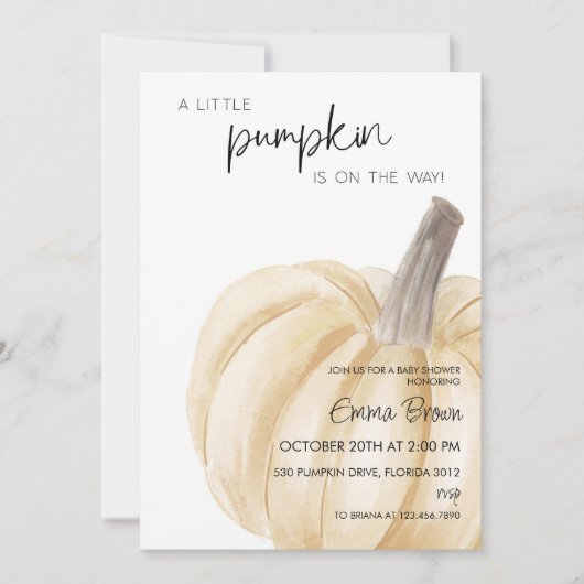 Een Kleine Pompoen Herfst Baby Shower Kaart (Voorkant)