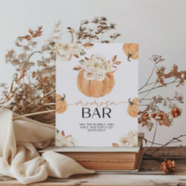 Een kleine pompoen Herfst Baby shower Momosa Bar Reclamebord Met Voetstuk