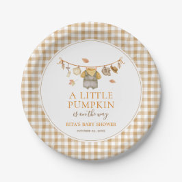 Een Kleine Pompoen Herfst Baby Shower Papieren Bordje