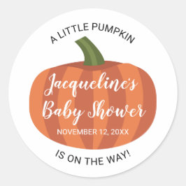 Een Kleine Pompoen Herfst Baby Shower Ronde Sticker