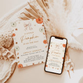 Een Kleine Pompoen Herfst Baby Shower, Roze Baby M Kaart