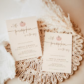 Een kleine pompoen Herfst Baby shower, roze baby m Kaart