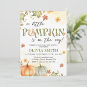 Een kleine pompoen herfst Baby shower uitnodiging (Staand voorkant)