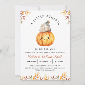Een kleine pompoen Herfst Baby shower uitnodiging