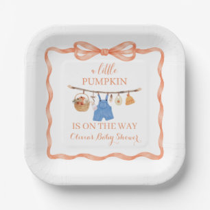 Een Kleine Pompoen Herfst Baby Shower Uitnodiging Papieren Bordje