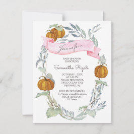 Een Kleine Pompoen Herfst Bladeren Baby Shower Kaart