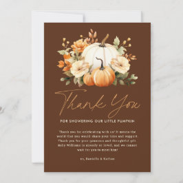 Een Kleine Pompoen Herfst Bloemige Baby Shower Bedankkaart