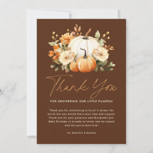 Een Kleine Pompoen Herfst Bloemige Baby Shower Bedankkaart