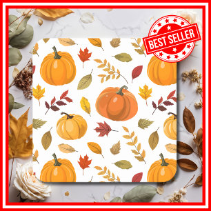 Een Kleine Pompoen Herfst Bloemige Baby Shower Kartonnen Onderzetters