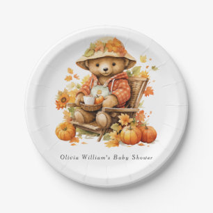 Een Kleine Pompoen Herfst Bloemige Baby Shower Papieren Bordje