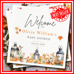 Een Kleine Pompoen Herfst Bloemige Baby Shower Servet