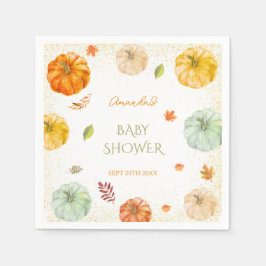 Een Kleine Pompoen Herfst Botanische Baby Shower Servet