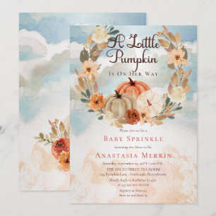 Een kleine pompoen   Herfst Floral Girl Baby Sprin Kaart