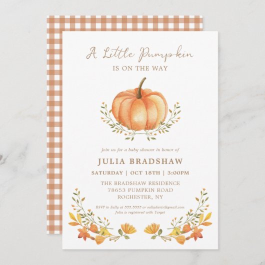 Een kleine pompoen Herfst | Genderneutraal Baby sh Kaart (Voorkant / Achterkant)