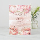 Een kleine pompoen Herfst Herfst Bloem roze verjaa Kaart (Staand voorkant)