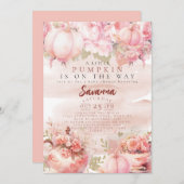 Een kleine pompoen Herfst Herfst Bloem roze verjaa Kaart (Voorkant / Achterkant)
