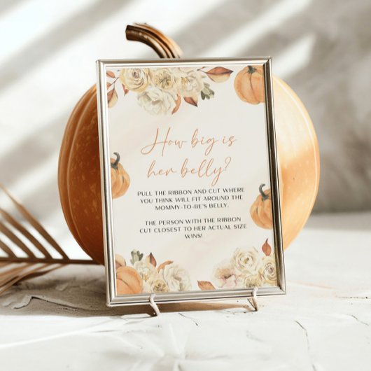 Een kleine pompoen Herfst hoe groot is haar buik s Reclamebord Met Voetstuk