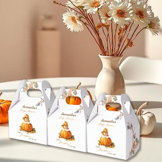 Een kleine pompoen herfst meisje Baby shower Bedankdoosjes