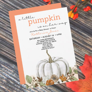 Een kleine pompoen Herfst meisje Baby shower uitno Kaart