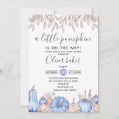 Een kleine pompoen Herfst najaar blauw Baby shower Kaart (Voorkant)